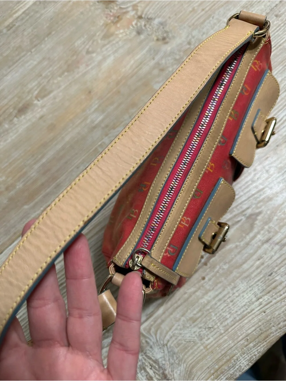 Vintage Dooney and Bourke Y2K Pink Rainbow Monogram Purse Coated Canvas - Picture 7 of 15